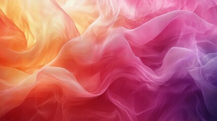 Obraz premium Colorful flowing fabric in warm hues creates a soft and dynamic atmosphere in a bright, artistic setting