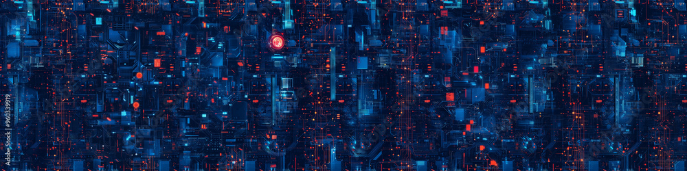 Wall mural seamless pattern. cyberpunk technical background abstraction ui ux modern trendy design. place for t