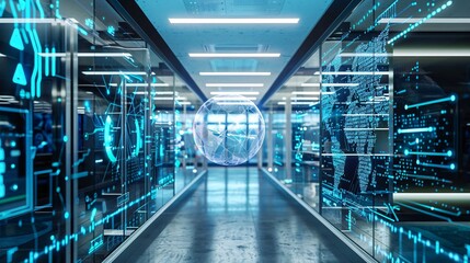 Fototapeta premium Global Data Network Server Room