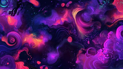 Fototapeta premium A vibrant abstract digital artwork filled with swirling colors in purple, pink, and blue, creating a mesmerizing cosmic feel.