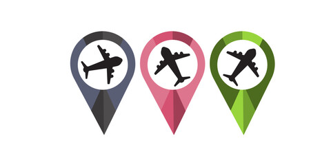 Airport Symbol With Navigation Location Map Pin Icon Vector