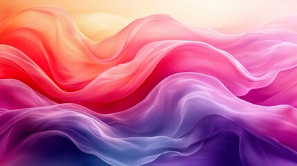 Obraz premium Colorful abstract waves flowing in soft gradients from warm reds to cool purples representing serene beauty and tranquility
