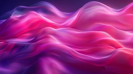Obraz premium Abstract waves of vibrant pink and purple flowing smoothly across a dark background, creating a mesmerizing visual experience