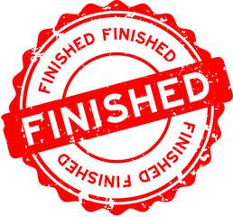 Grunge red finished word round rubber seal stamp on white background