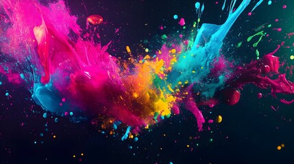 Chaotic Burst of Vibrant Neon Colors in Dynamic Abstract Backdrop