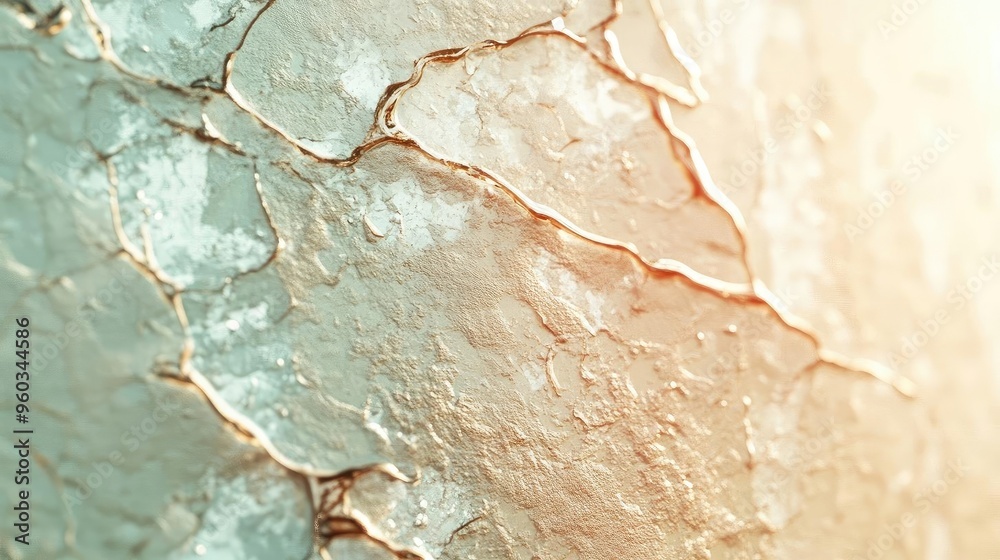 Poster detail of cracked paint texture, showcasing rich colors and intricate patterns, perfect for backgrou