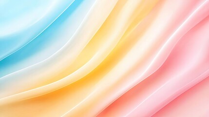 A soft and colorful fabric wave, blending pastel hues of blue, yellow, and pink, perfect for backgrounds and design projects.