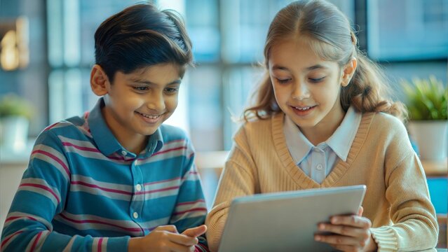 Indian two students participating in language learning activities, practicing new languages through interactive methods.