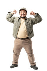 Naklejka premium Joyful Plus-Size Man Celebrating Success