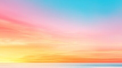 A stunning gradient sky at sunset, featuring vibrant colors blending beautifully over a tranquil horizon, perfect for relaxation.