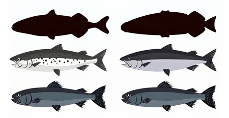 Illustration of various fish species showcasing their unique shapes and colors.