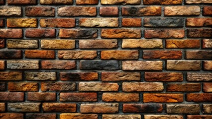 Obraz premium Textured brick wall with rich earthy tones and a rustic finish, illuminated by soft light for an inviting ambiance 