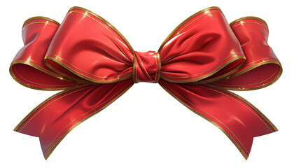 Elegant red bow with golden accents, perfect for festive decorations, gift wrapping, or adding a touch of luxury to any special occasion.