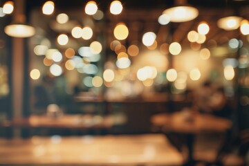 Blurred abstract atmospheric cafe background, soft lighting and cozy interior.