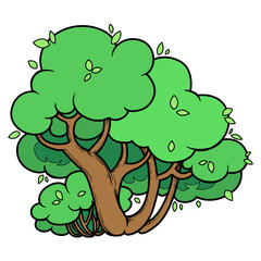 Big lush foliar tree with a hollow isolated on white background