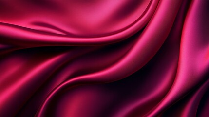 Obraz premium A close-up view of luxurious, flowing crimson satin fabric, showcasing its smooth texture and rich color.