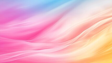 Obraz premium A vibrant abstract background featuring smooth waves of pink, blue, and yellow colors blending harmoniously to create a serene atmosphere.