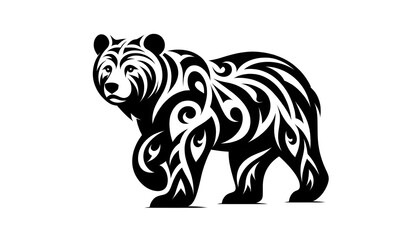 Obraz premium Detailed vector illustration of a wild animal in a modern geometric style. The beast is depicted in a dynamic pose with moderate movement, showing off its strong body and distinctive lines. The design