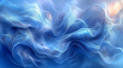 Obraz premium Soft flowing waves of blue texture create a serene background effect, evoking calmness and tranquility in digital art