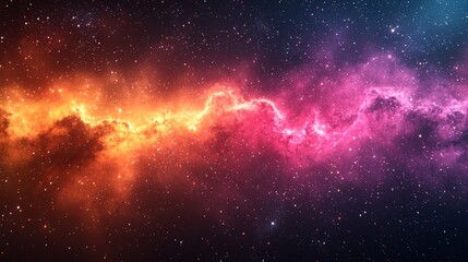 Fototapeta premium A stunning view of cosmic clouds and stars in vibrant hues of orange, pink, and blue against a deep black background in the universe