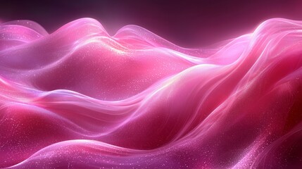 Obraz premium Gentle waves of pink light create a mesmerizing abstract landscape with a soft glow in a dreamy atmosphere