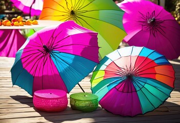 vibrant display colorful cocktail umbrellas showcasing rainbow bright hues fun designs perfect summer parties celebrations, lgbtq, lgbt, pride, love, equality