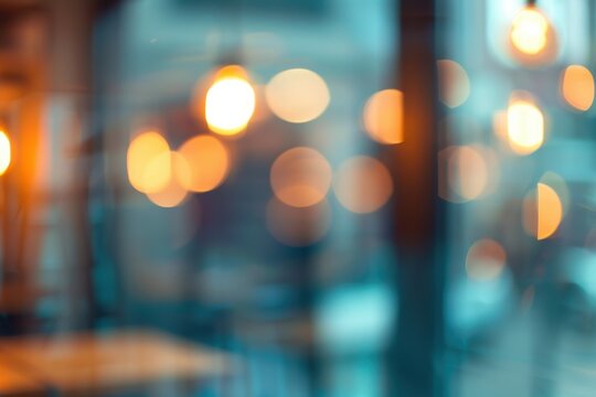 Blurred abstract atmospheric cafe background, soft lighting and cozy interior.
