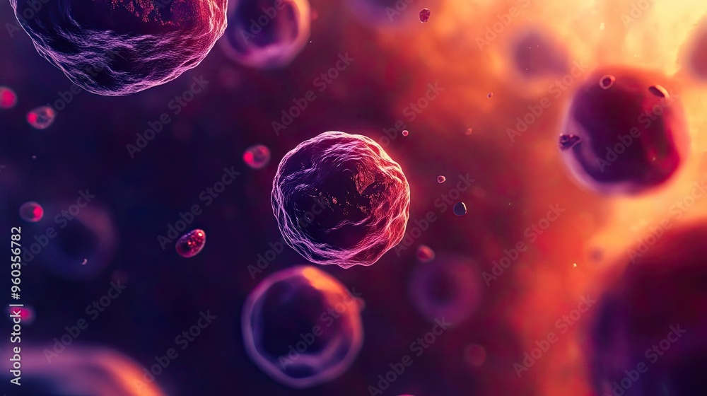 Aufkleber colorful microscopic view of cells in a vibrant abstract background, showcasing biological structure