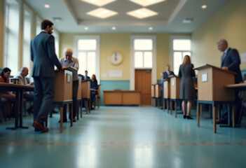 People Voting in a Polling Station