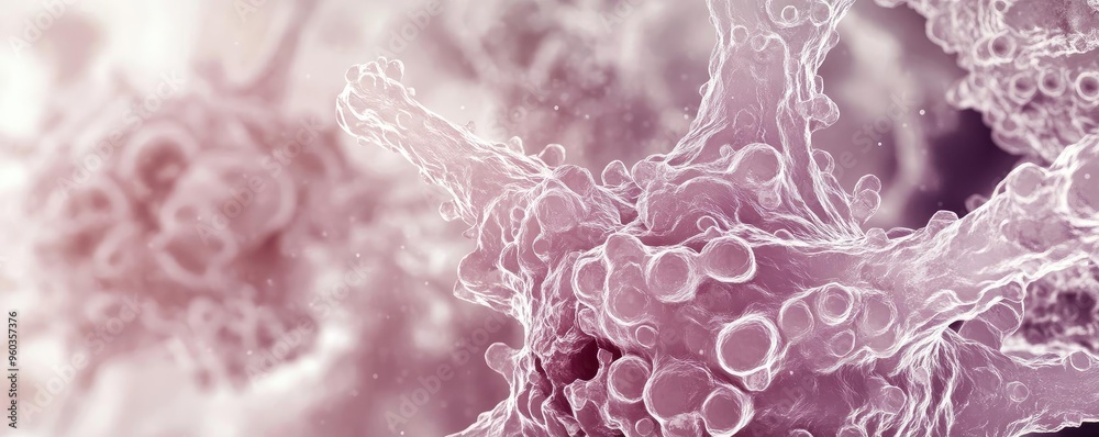 Poster Detailed microscopic view of cells showcasing intricate structures and patterns, highlighting biological complexity and beauty.