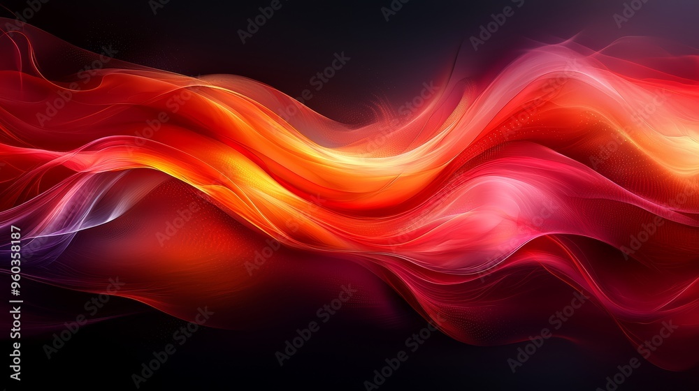 Poster abstract swirling patterns of red and orange light create a vibrant and dynamic composition on a dar
