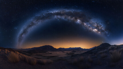 A night sky filled with bright stars and a visible Milky Way, captured in a remote location with no light pollution, creating a clear, breathtaking view of the cosmos.


