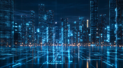 Fototapeta premium Digital Metropolis: A Vision of the Future
