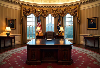 Oval Office, Resolute Oval Office, Resolute Desk, White House, Washington DC, American Flag, President, Oval, Room, Desk, Office, Government, Politics, HDesk, White House, Washington DC, American Flag