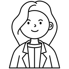 woman long hair cartoon character icon