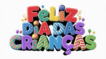 Feliz dia das Crian&ccedil;as. 12 de outubro. Dia da crian&ccedil;a. Crian&ccedil;as. Infantil. Dia dos pequenos. Crian&ccedil;ada. Dia feliz. Letreiro dia das crian&ccedil;as. Dia das crian&ccedil;as colorido. 