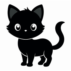 Obraz premium a cute baby cat silhouette vector style with white Background Illustration