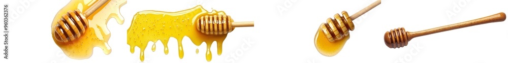 Poster the sweet honey spill drips on a transparent background in this set of honey spills
