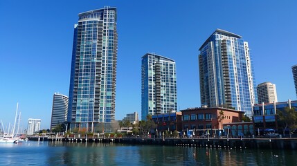 Obraz premium Modern Skyscrapers and Waterfront in San Diego