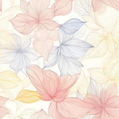 floral and leaf seamless patterns in doodle-style tile designs with graphic format.