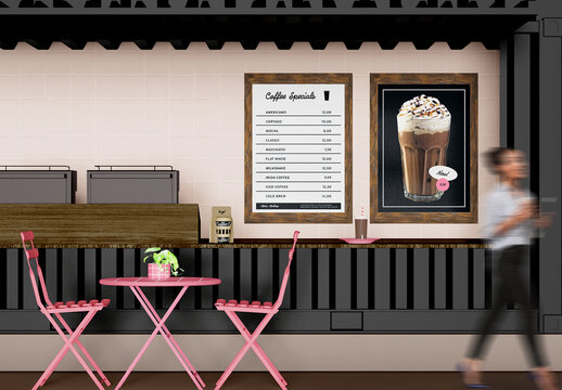 Menu in Restaurant Wall Mockup 