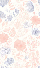 floral and leaf seamless patterns in doodle-style tile designs with graphic format.