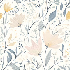 floral and leaf seamless patterns in doodle-style tile designs with graphic format.
