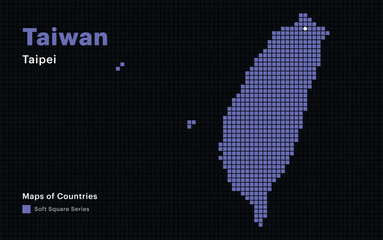 Fototapeta premium Creative Dotted Map of Taiwan with capital Taipei Square dots