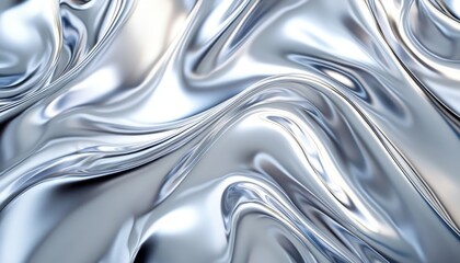 A close-up of smooth, shiny metallic waves creating a dynamic and fluid texture.