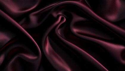 Obraz premium A close-up of luxurious, flowing burgundy silk fabric, showcasing its smooth texture and rich color.