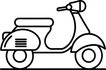 Vintage Scooter Line Drawing Illustration with Simple Design Elements and Classic Style
