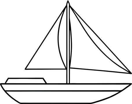 recommend clip art: Simple Black and White Outline Drawing of a Sailboat on a White Background