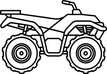 Black and White Line Art Illustration of an All-Terrain Vehicle ATV with Simple Design Elements