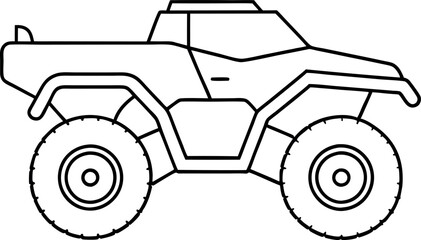 Outline Drawing of a Monster Truck Highlighting Bold Tires and Rugged Design for Coloring Activities © Designfly